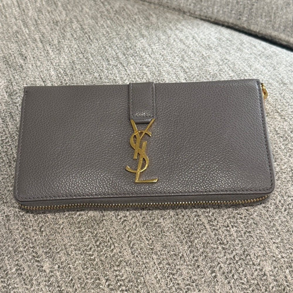 Yves Saint Laurent Gray Gold Wallet Sophisticated Design